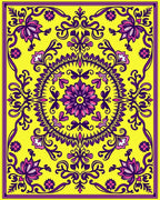 Vibrant Yellow Floral Mandala Medallion Rug