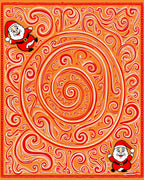 Whimsical Orange Santa Swirls Rug