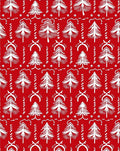 White Vintage Trees on Red Rug