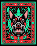 Bold Black Dog Festive Framing Rug