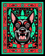 Bold Black Dog Festive Framing Rug