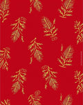Red Gold Botanical Branch Arrangement Rug