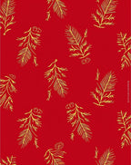 Red Gold Botanical Branch Arrangement Rug