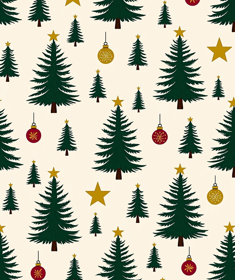 Green Trees Gold Star Ornaments Rug