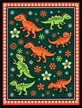 Fun Orange Green Dinosaur Flora Rug