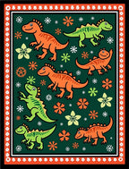 Fun Orange Green Dinosaur Flora Rug
