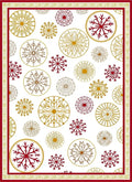Crimson Gold Circular Snowflake Arrangement Rug