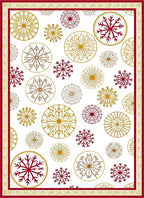 Crimson Gold Circular Snowflake Arrangement Rug