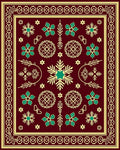 Maroon Teal Golden Floral Starburst Rug