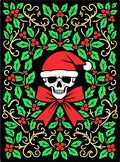 Creepy Santa Skull Festive Holly Border Rug