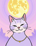 Whimsical Lilac Cat Moonlit Night Rug