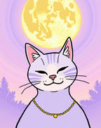 Whimsical Lilac Cat Moonlit Night Rug