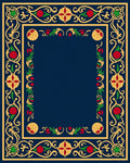 Rich Indigo Floral Medallion Border Rug