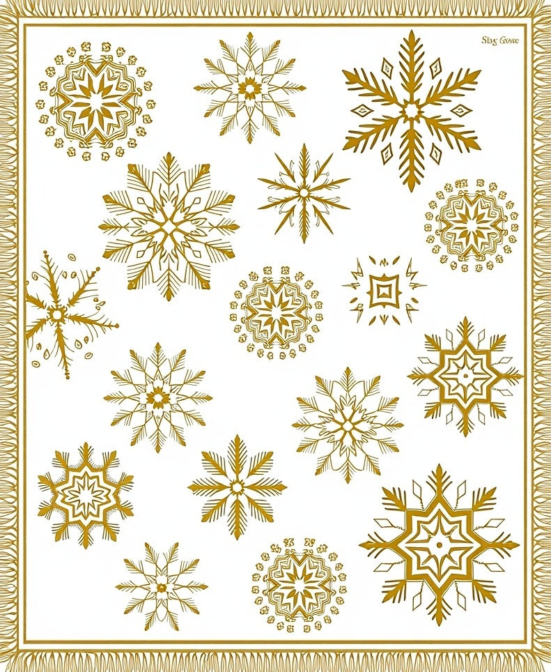 Golden Snowflake Medallion Ensemble Rug