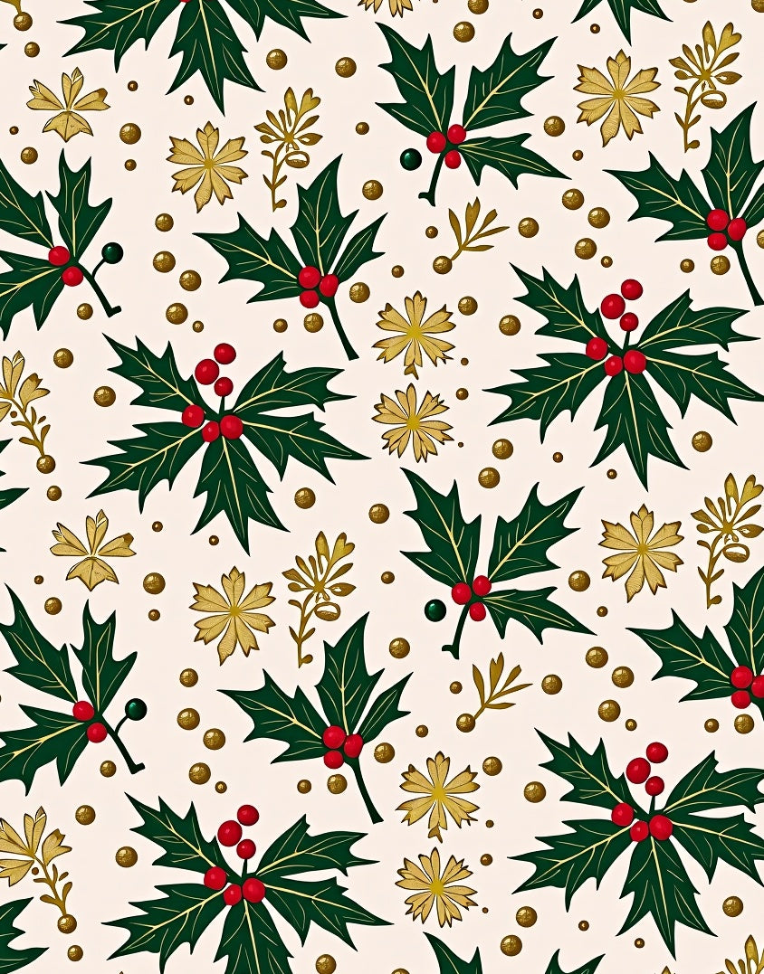 Emerald Holly Berry Red Gold Floral Rug