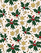 Emerald Holly Berry Red Gold Floral Rug