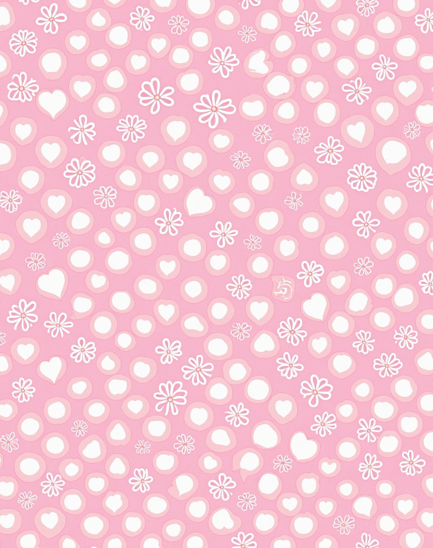 Sweet Pink Heart Flower Scatter Rug