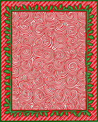 Red White Swirl Border Rug
