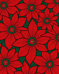 Bold Red Poinsettia Floral Arrangement Rug
