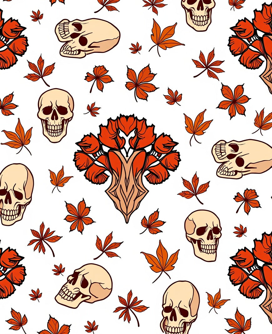 Autumn Skulls And Orange Leaves Rug