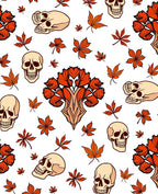 Autumn Skulls And Orange Leaves Rug