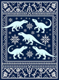 Light Blue Dinosaurs Snowflake Navy Background Rug