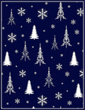 White Snowflakes Pine Trees Navy Rug