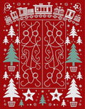 Whimsical Red Train Festive Christmas Tree Rug