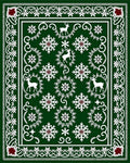 Green White Reindeer Snowflake Festive Rug