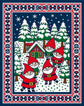 Festive Gnome Winter Forest Scene Rug
