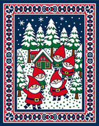 Festive Gnome Winter Forest Scene Rug