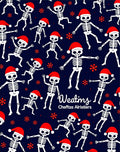 Festive Skeleton Navy Christmas Snowflakes Rug