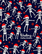 Festive Skeleton Navy Christmas Snowflakes Rug