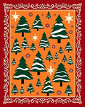 Crimson Snowfall Evergreen Forest Rug