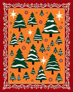 Crimson Snowfall Evergreen Forest Rug