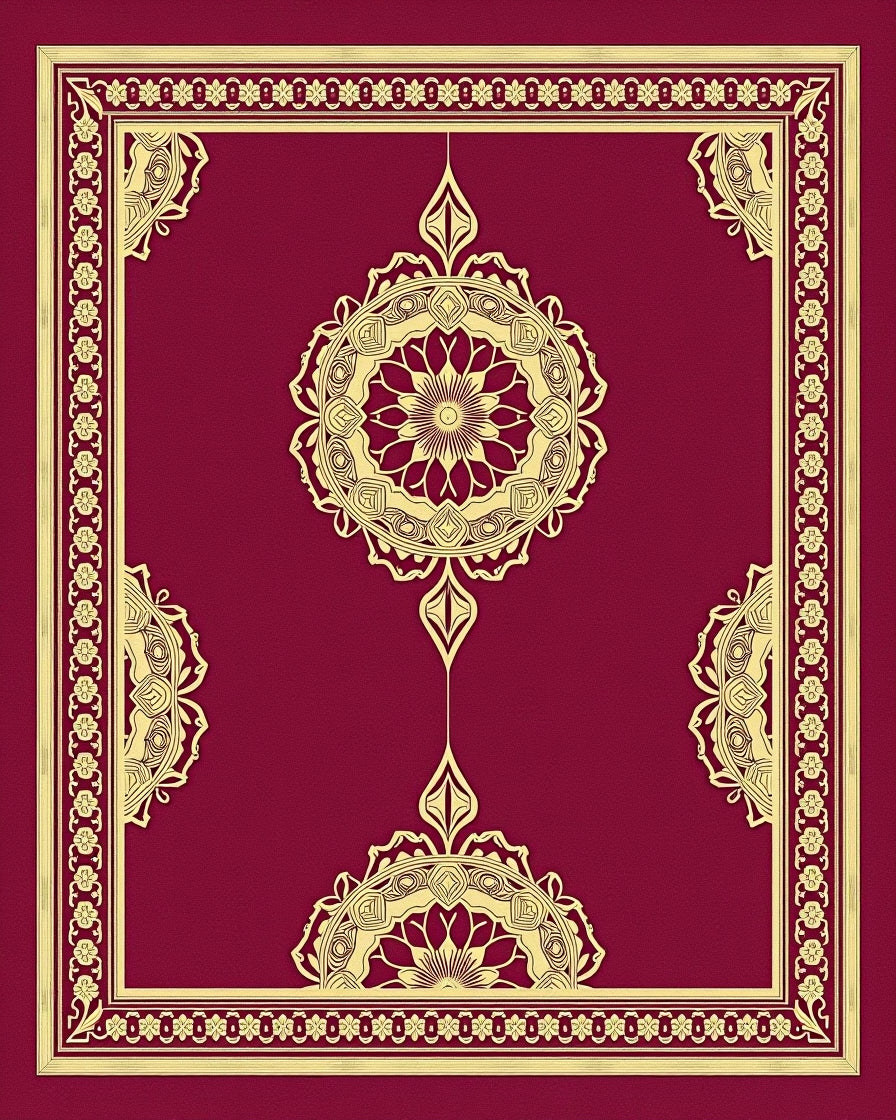 Gold Medallion Burgundy Decorative Rug
