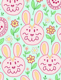 Whimsical Pink Bunny Floral Meadow Rug