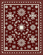 Crimson Snowflake Star Medallion Rug