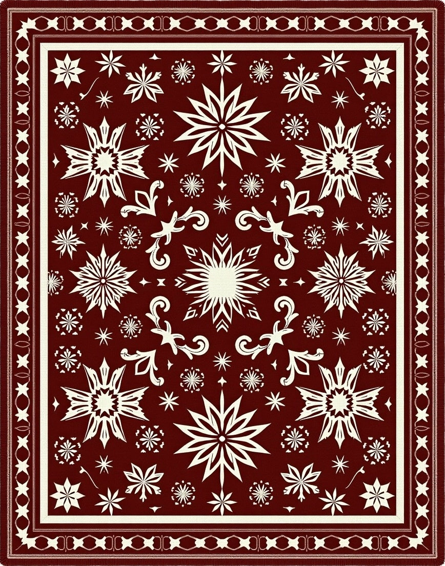 Crimson Snowflake Star Medallion Rug