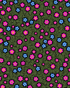 Charming Pink Blue Floral Garden Rug