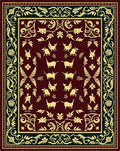 Rich Burgundy Golden Animal Border Rug
