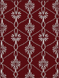 Deep Red White Starburst Diamond Rug