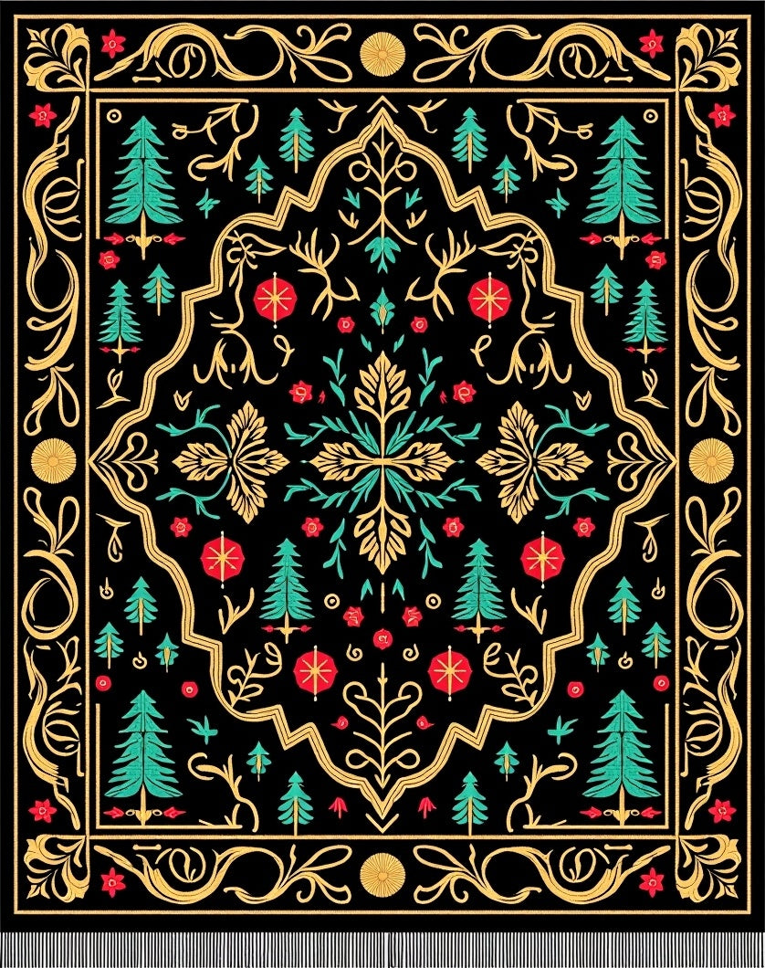 Black Forest Tree Floral Medallion Rug