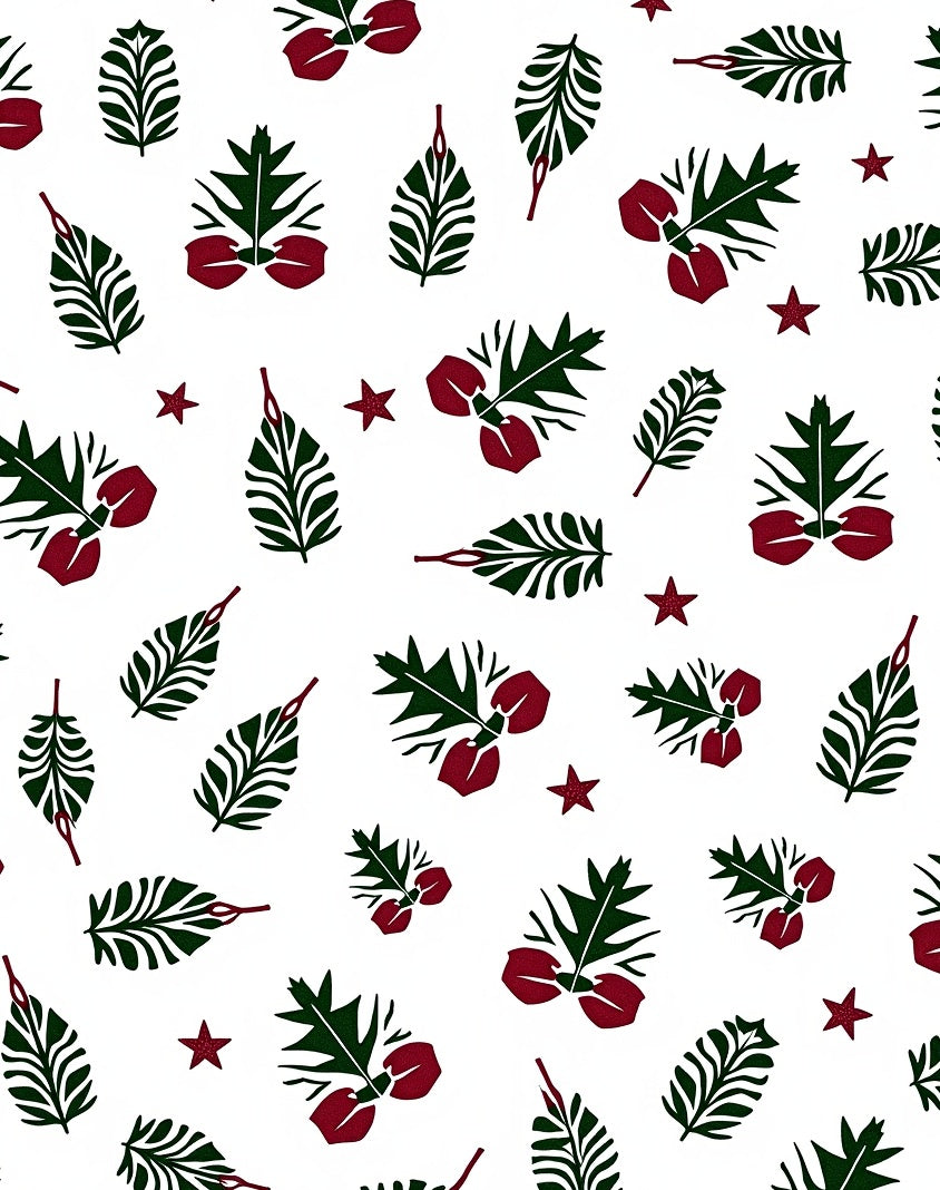 Classic Green Red Holly Stars Rug