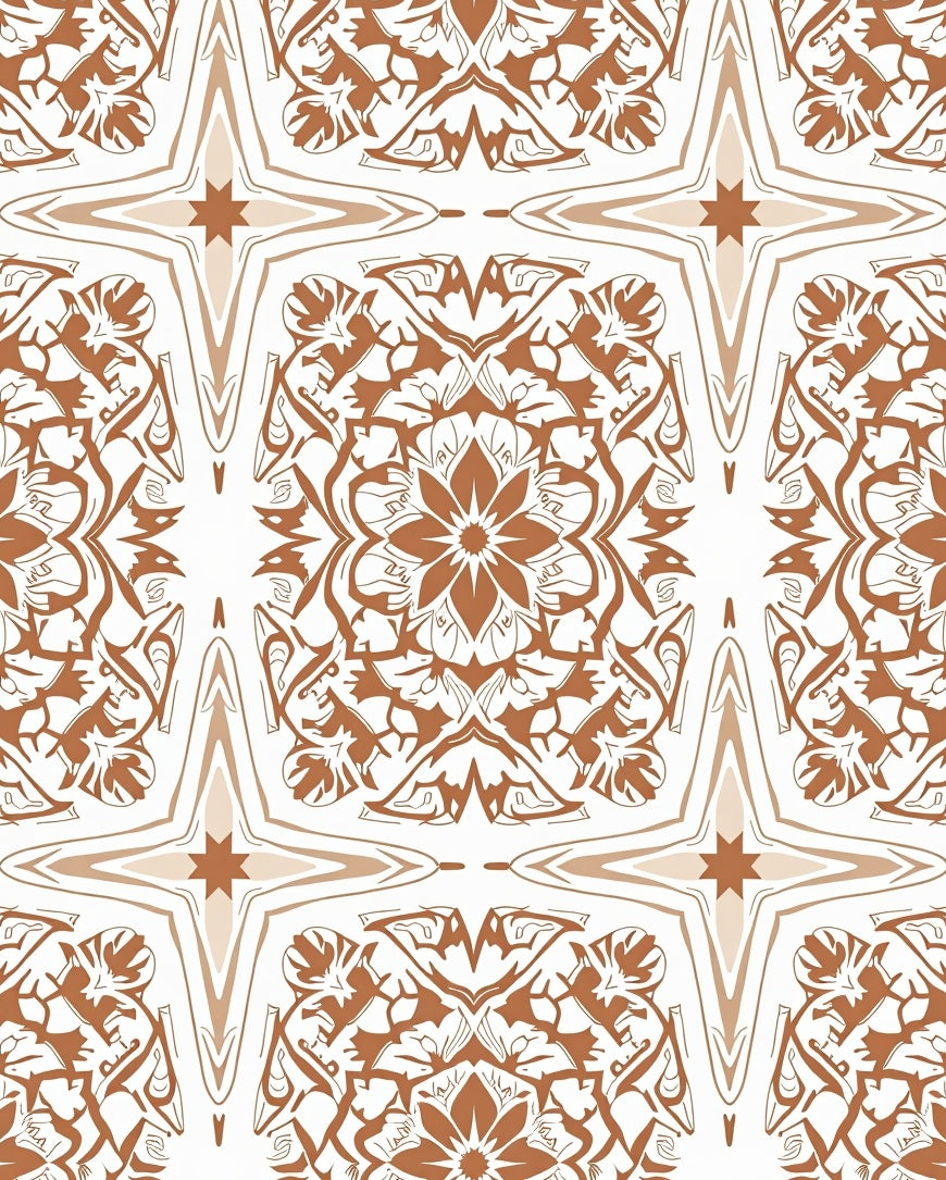 Terracotta Floral Medallion Star Rug