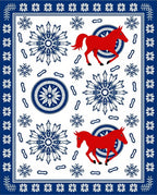 Red Horses And Blue Snowflakes Rug