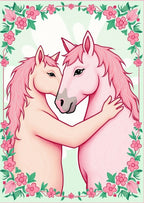 Pink Horses Floral Border Embrace Rug
