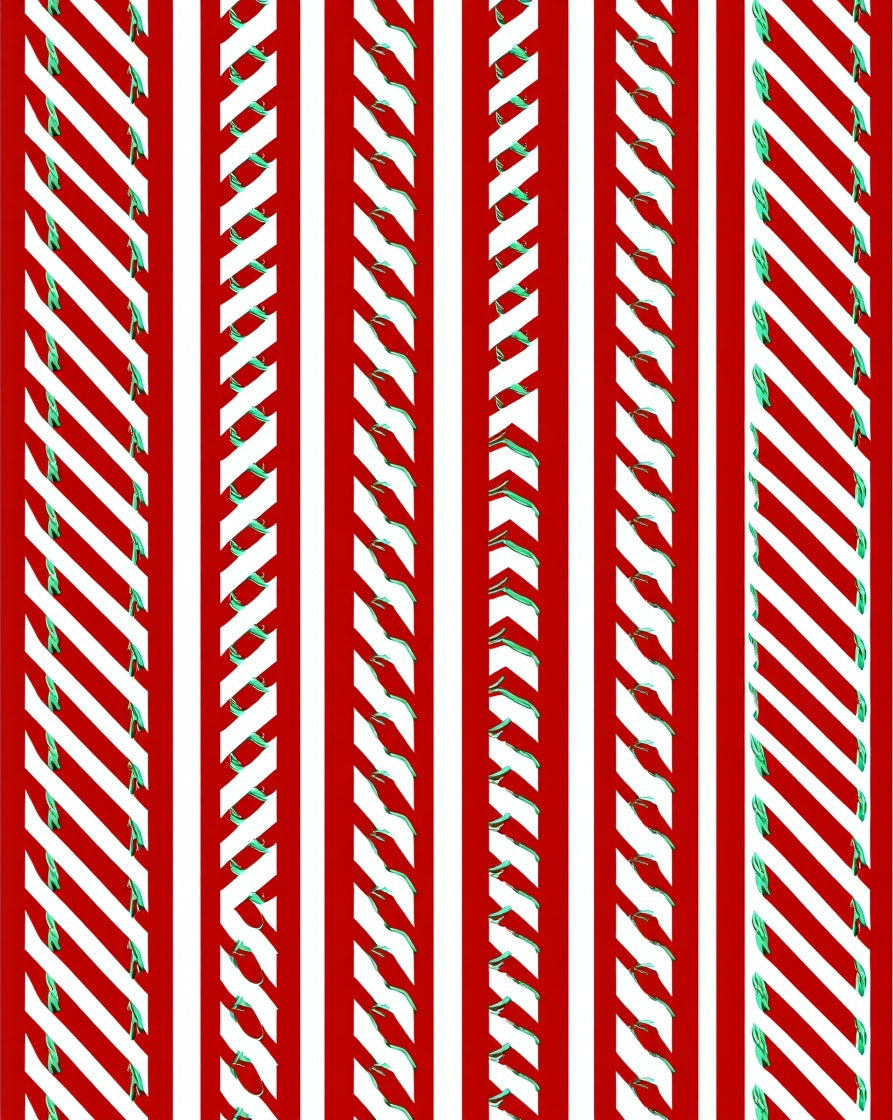 Red White Green Striped Ribbon Rug