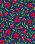 Red Holly Berry Evergreen Branches Rug