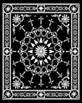 Black White Mandala Floral Border Rug